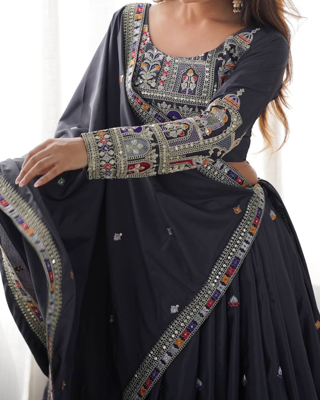 Nargis Fab Premium Quality Heavy Traditional Black Lehenga Choli NF-5007