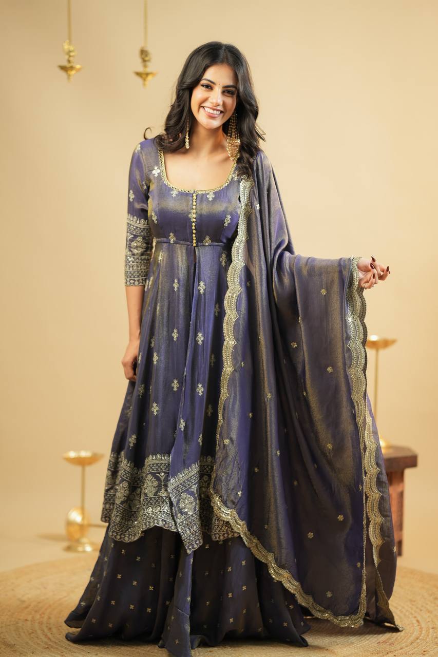 Luxury Designer Anarkali Suit with Thread and Sequin Embroidery – Made for Deserving Women