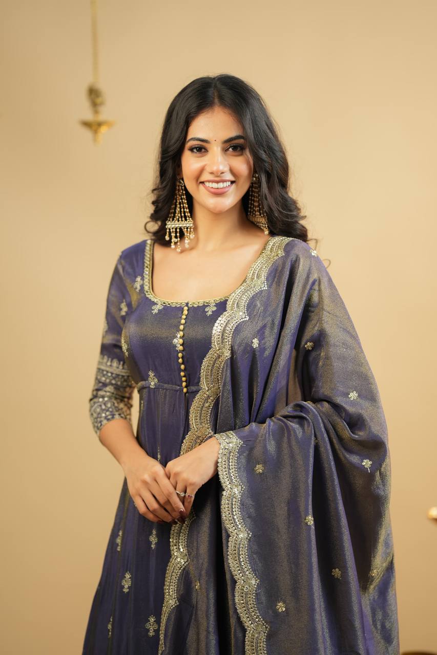 Luxury Designer Anarkali Suit with Thread and Sequin Embroidery – Made for Deserving Women