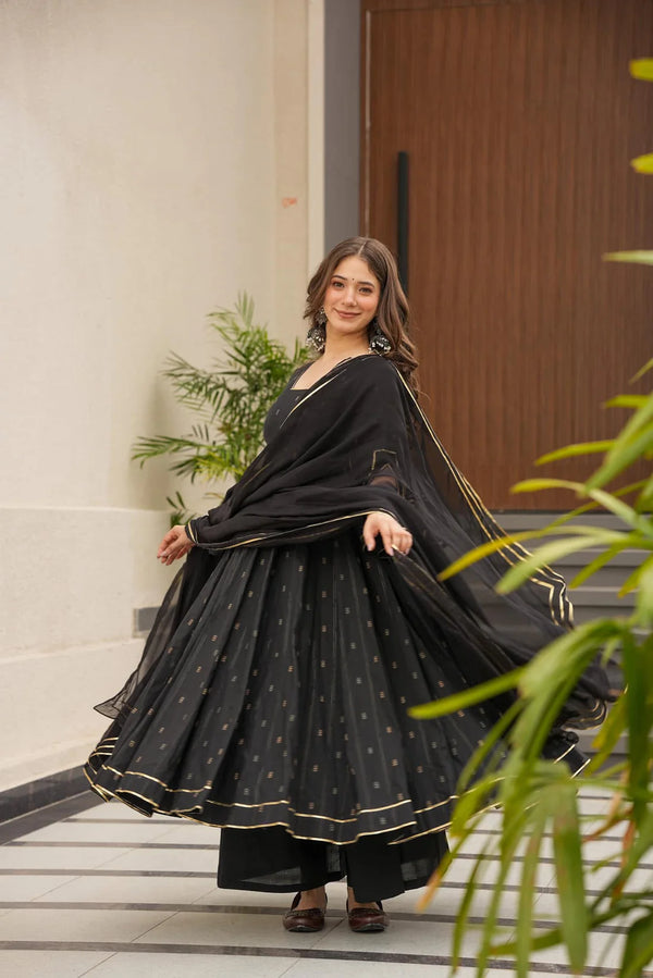 NARGIS ISHANI BLACK ANARKALI SUIT SET