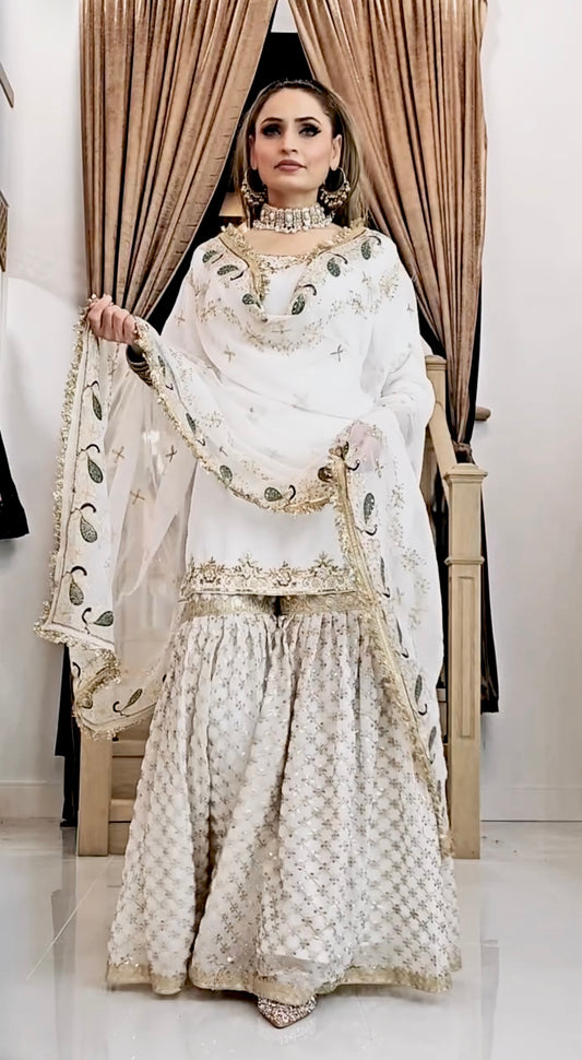 Elegant White Sharara Set for Women | Festive & Party Wear – RSN - 850