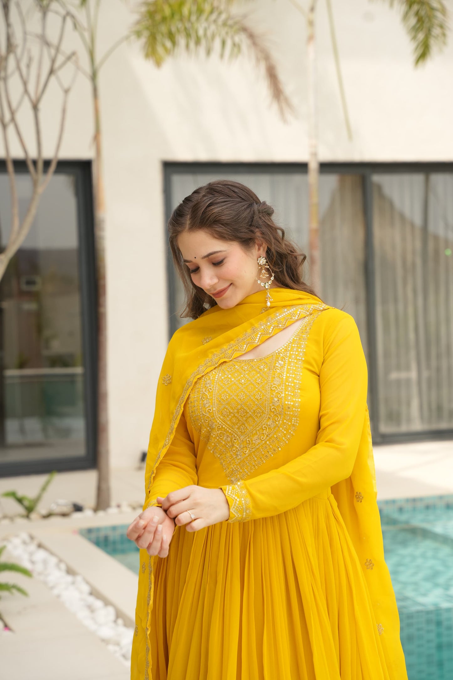 Nargis Fab Yellow Color Premium Anarkali Suit Set NF-5004