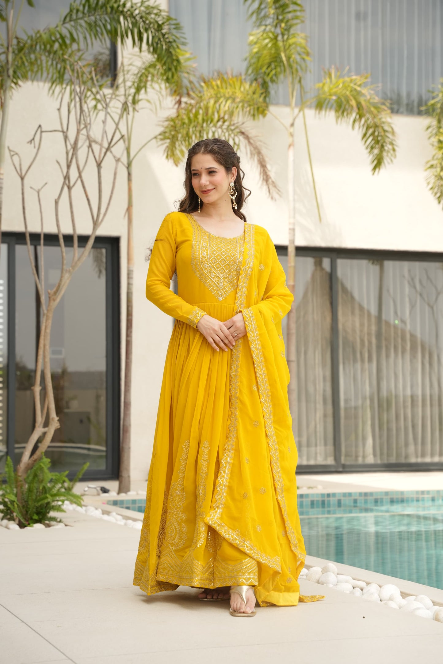 Nargis Fab Yellow Color Premium Anarkali Suit Set NF-5004