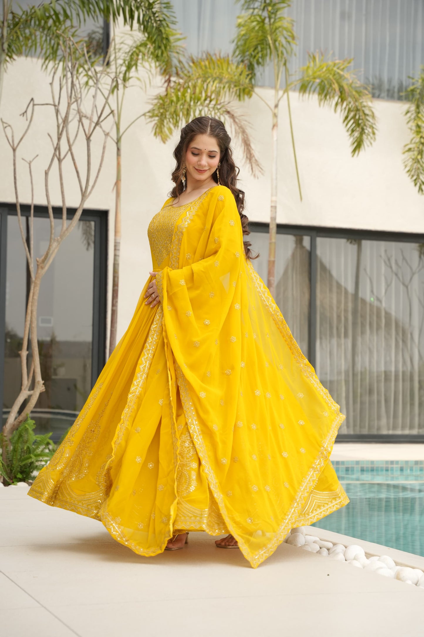 Nargis Fab Yellow Color Premium Anarkali Suit Set NF-5004