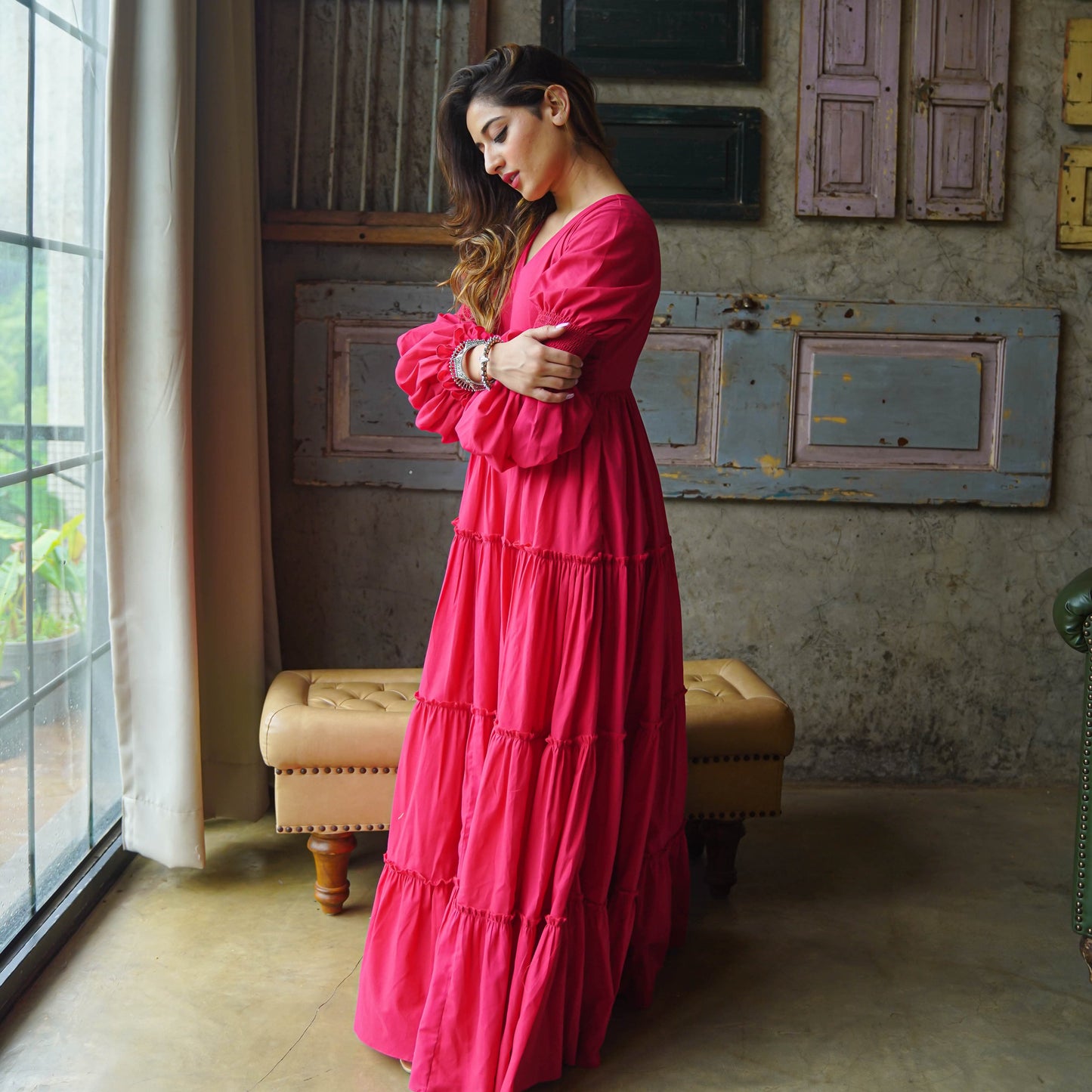 Nargis Amara Belt Cotton Maxi Dress - 011