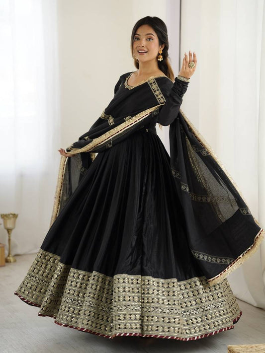 Nargis Fab Black Colored Premium Anarkali Suit Set NF-5001