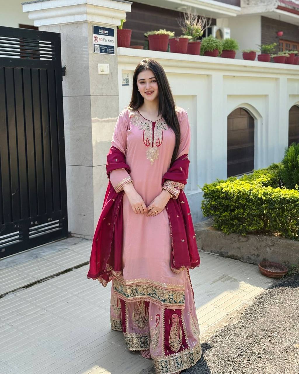 New Mayra Sharara Collection in Heavy Chinon Silk – Fully Stitched Top, Bottom & Dupatta Set RSN-857