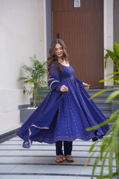 SARJINA BLUE COLOUR MASLIN ANARKALI SUIT SET