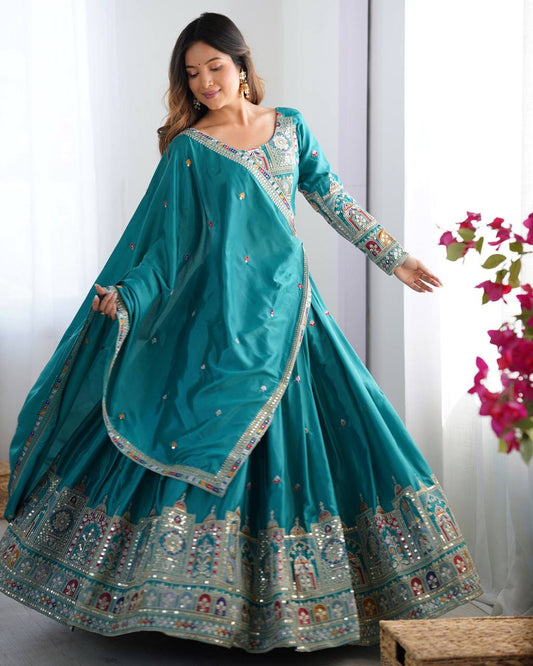 Nargis Fab Premium Quality Heavy Traditional Aqua Blue Lehenga Choli NF-5006