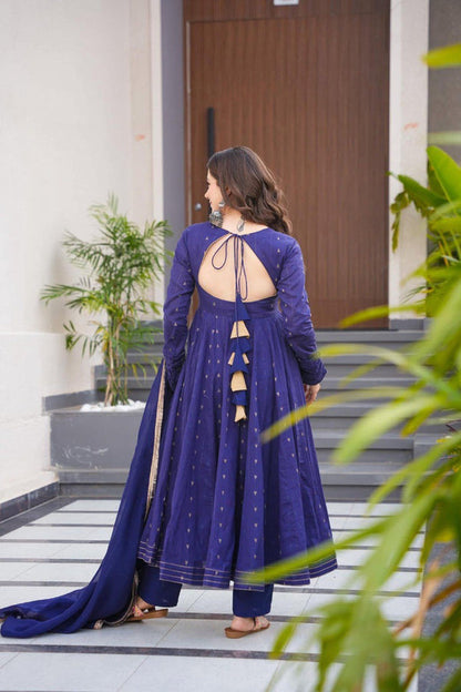 SARJINA BLUE COLOUR MASLIN ANARKALI SUIT SET