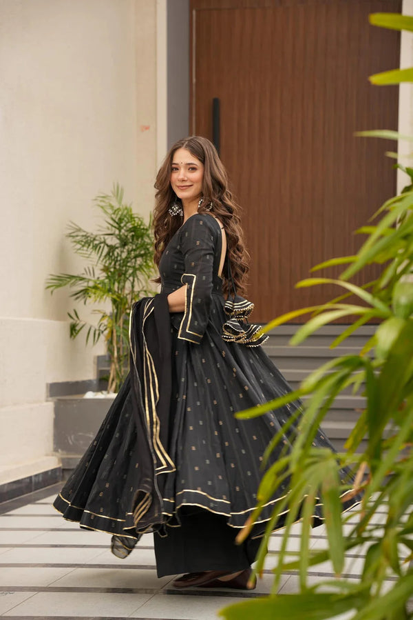 NARGIS ISHANI BLACK ANARKALI SUIT SET