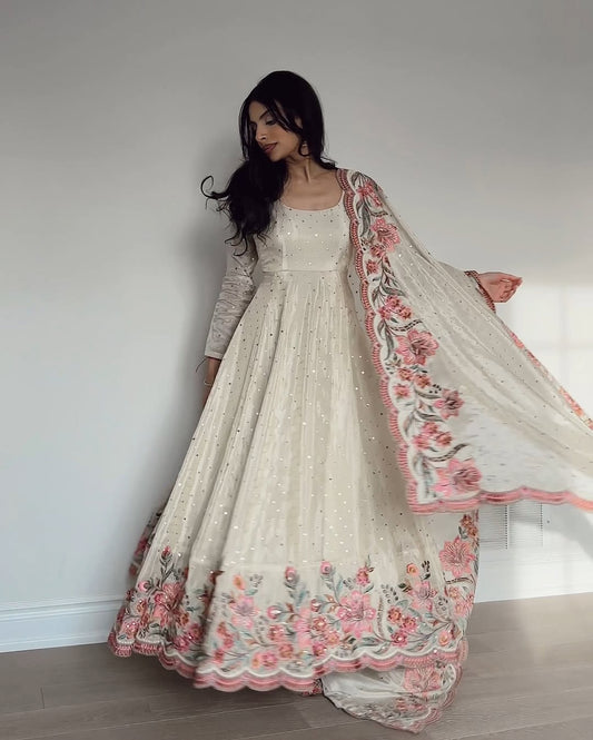 Nargish Heavy Pure Vichitra Silk Gown