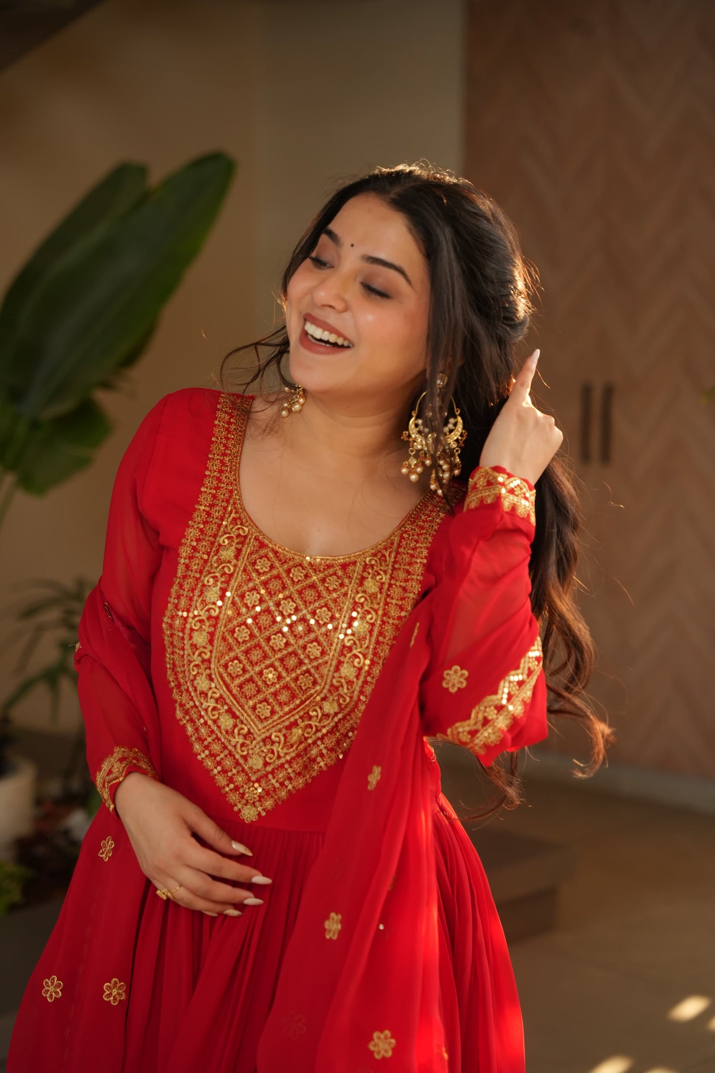 Nargis Fab Red Color Premium Anarkali Suit Set NF-5005