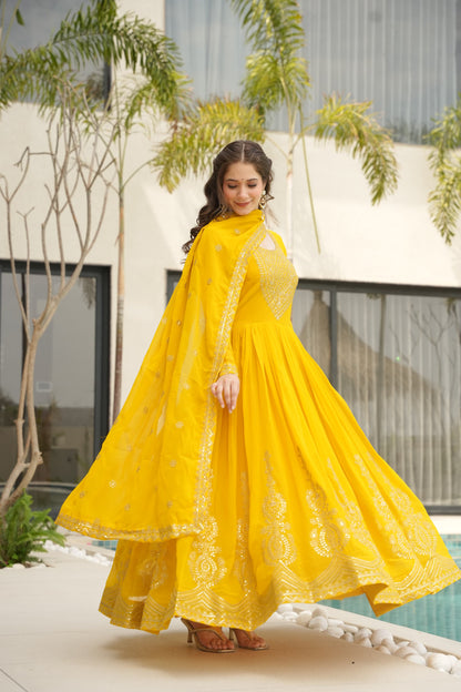 Nargis Fab Yellow Color Premium Anarkali Suit Set NF-5004