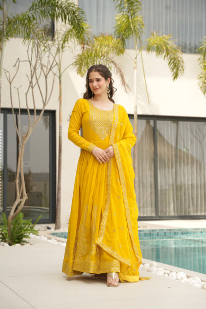 Nargis Fab Yellow Color Premium Anarkali Suit Set NF-5004