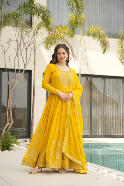 Nargis Fab Yellow Color Premium Anarkali Suit Set NF-5004