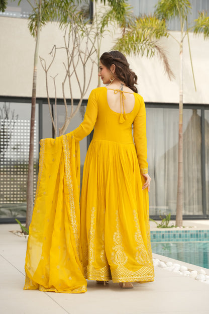Nargis Fab Yellow Color Premium Anarkali Suit Set NF-5004