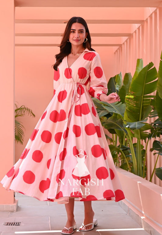 Classic Polka Wrap Dress - 015
