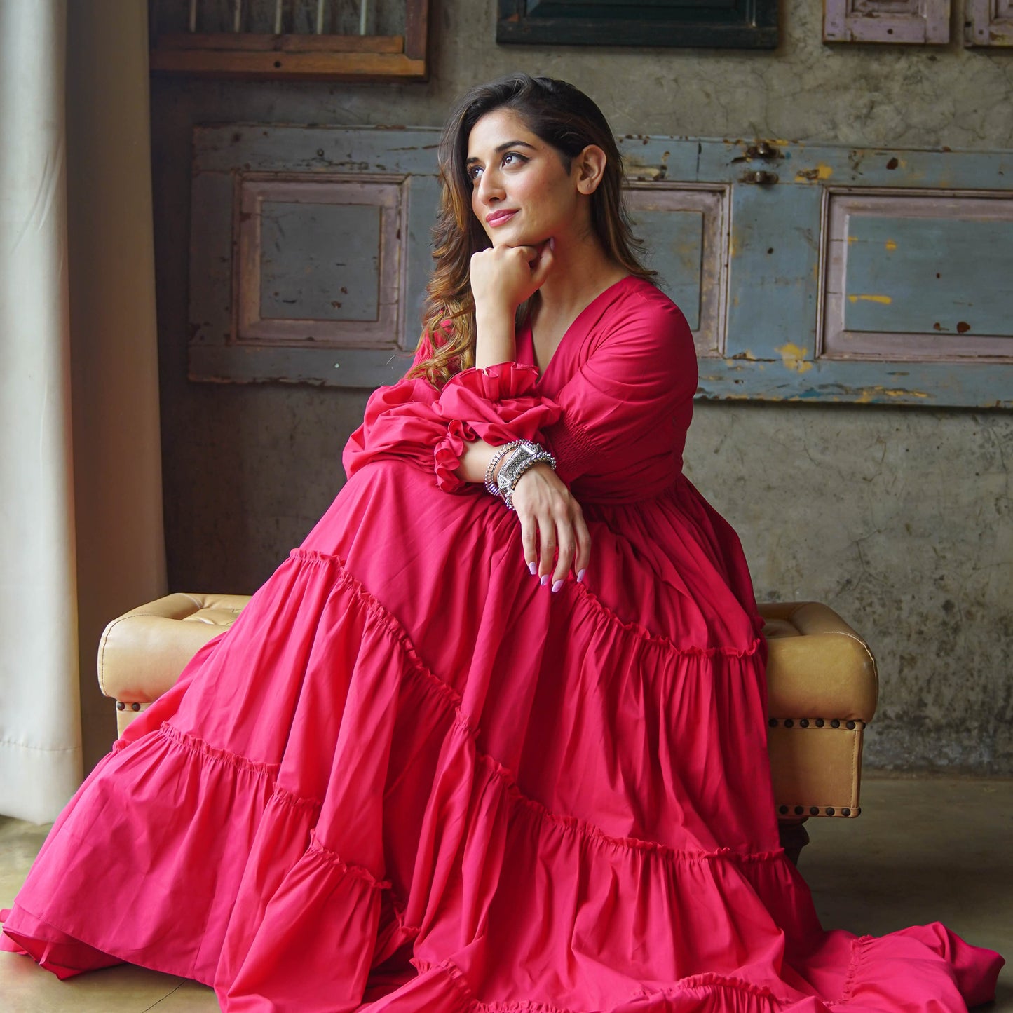 Nargis Amara Belt Cotton Maxi Dress - 011