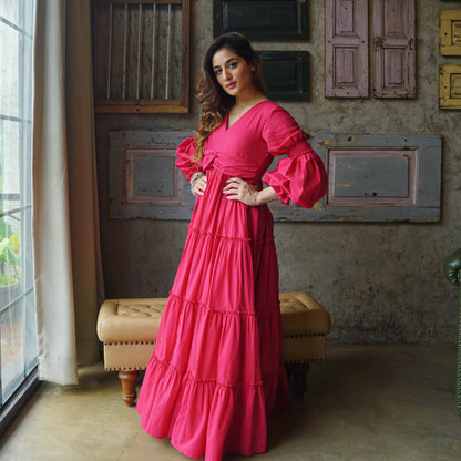 Nargis Amara Belt Cotton Maxi Dress - 011