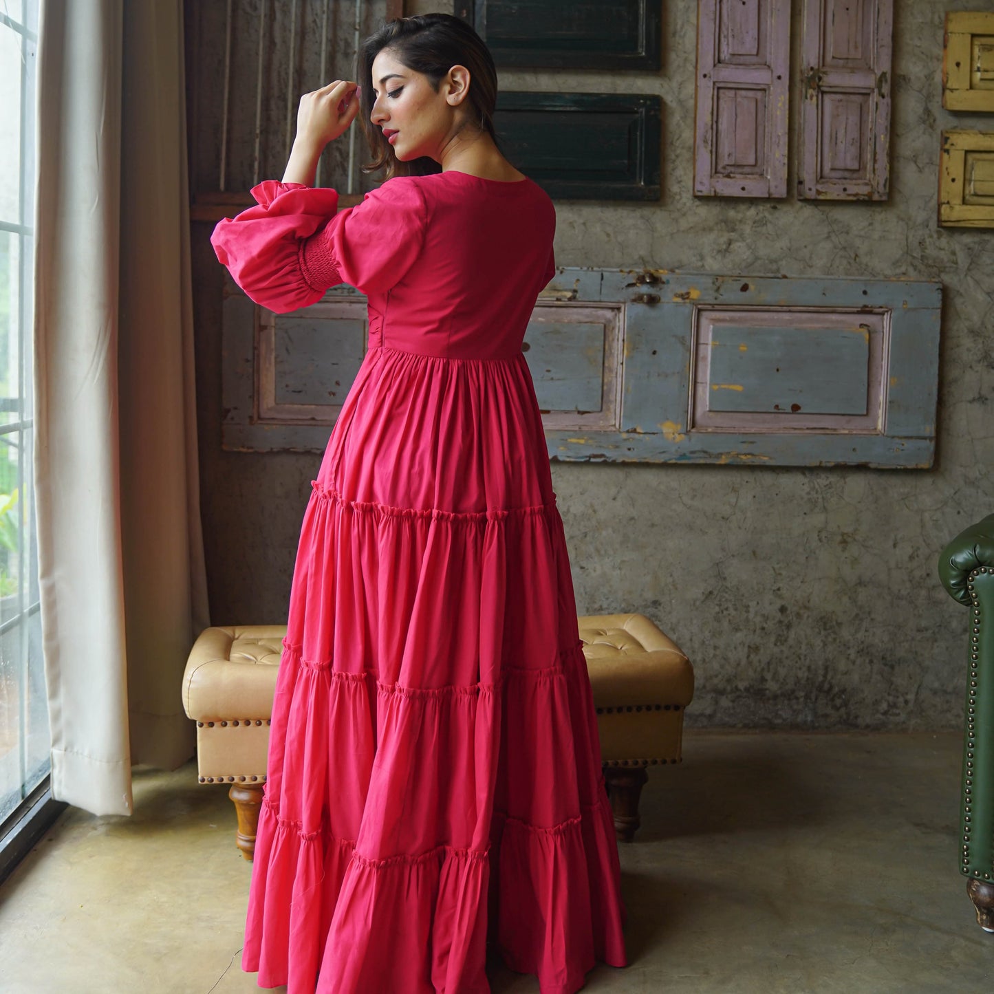 Nargis Amara Belt Cotton Maxi Dress - 011