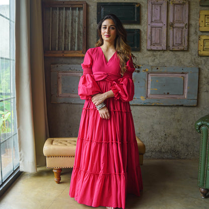 Nargis Amara Belt Cotton Maxi Dress - 011