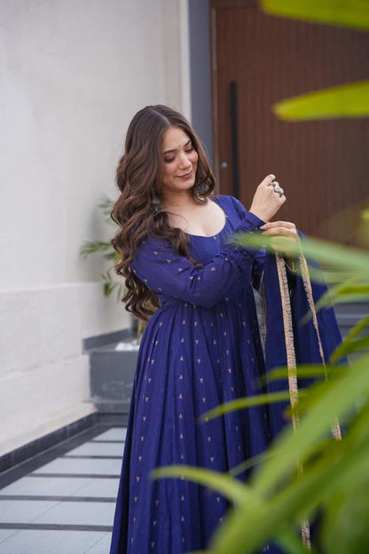 SARJINA BLUE COLOUR MASLIN ANARKALI SUIT SET