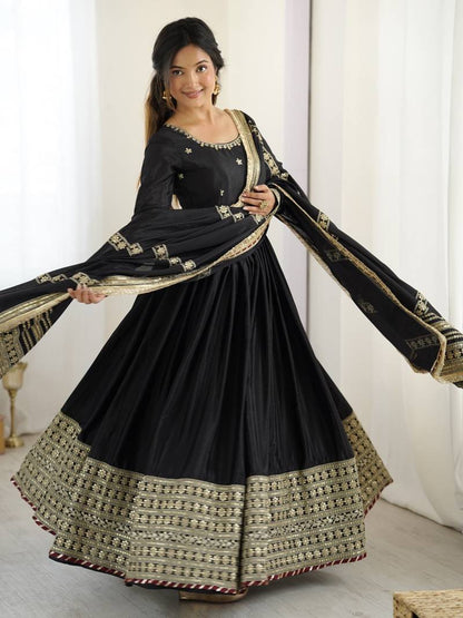 Nargis Fab Black Colored Premium Anarkali Suit Set NF-5001