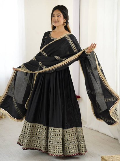 Nargis Fab Black Colored Premium Anarkali Suit Set NF-5001