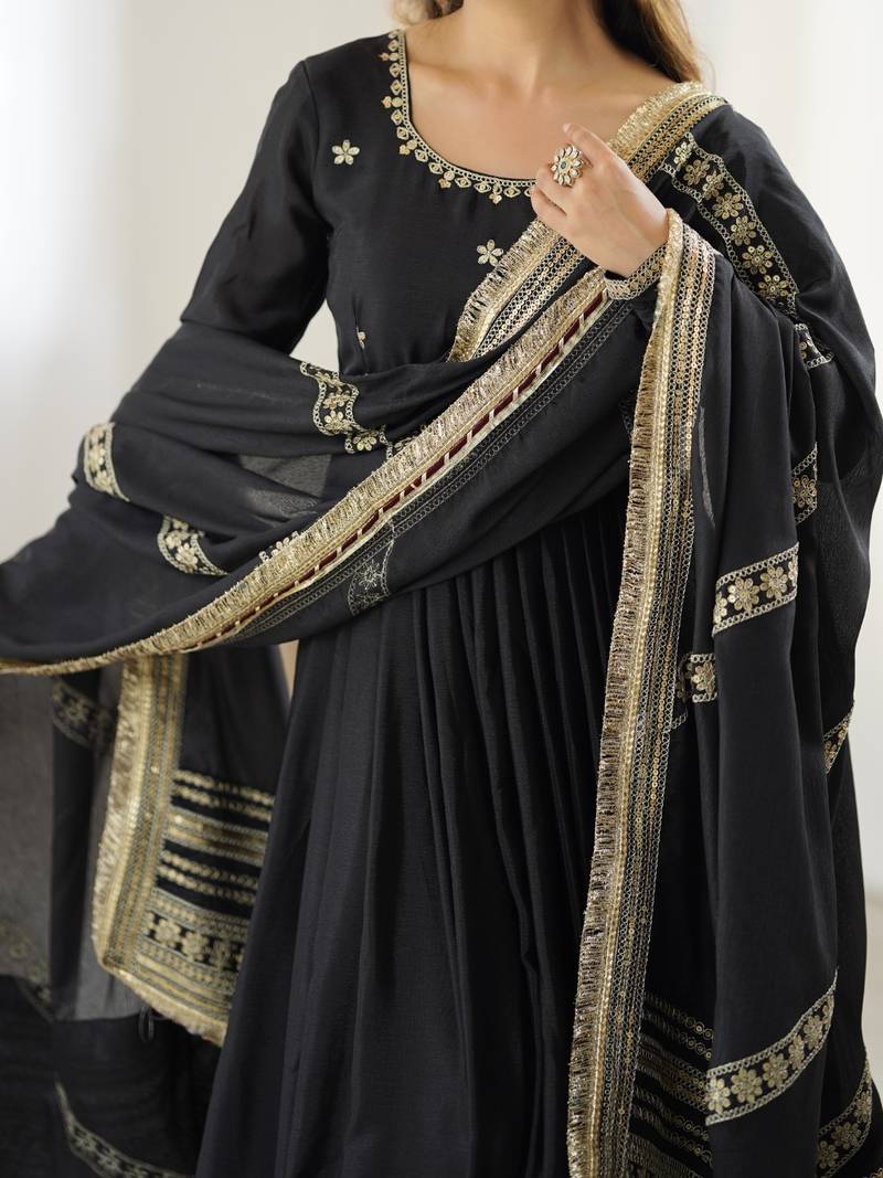 Nargis Fab Black Colored Premium Anarkali Suit Set NF-5001