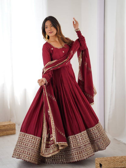 Nargis Fab Maroon Colored Premium Anarkali Suit Set NF-5002