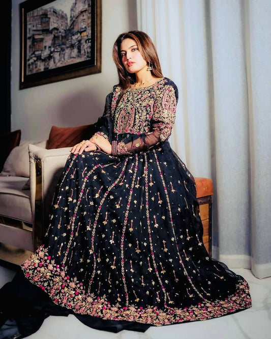 Embroidered Georgette Gown – Heavy Thread & Sequin Work  KFZ-9013