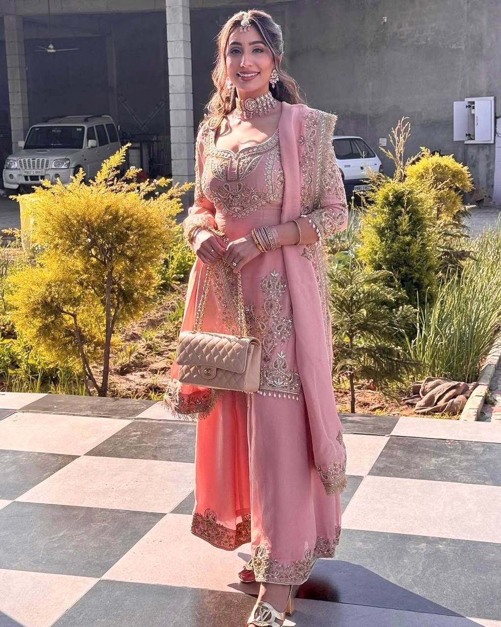 Embroidered Straight Suit with Palazzo and Heavy Work Dupatta KFZ-3114
