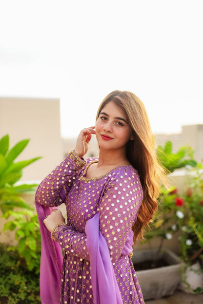 Purpel color embroidery anarkali gown foe women KF-145