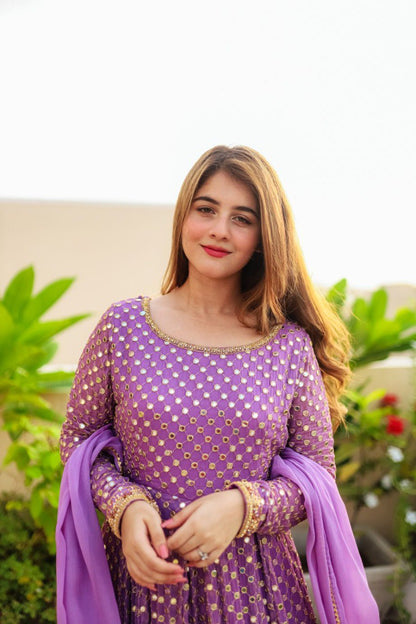Purpel color embroidery anarkali gown foe women KF-145