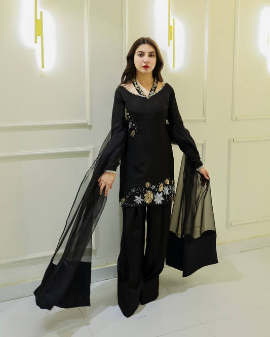 Elegant Natural Crepe Silk Suit Set – Designer Fully Stitched Ensemble RSN-856