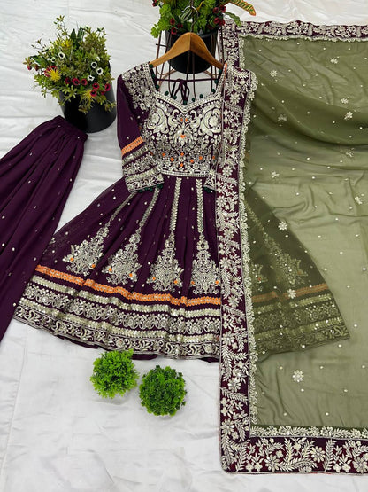 Embroidered Georgette Sharara Set KFNS-841