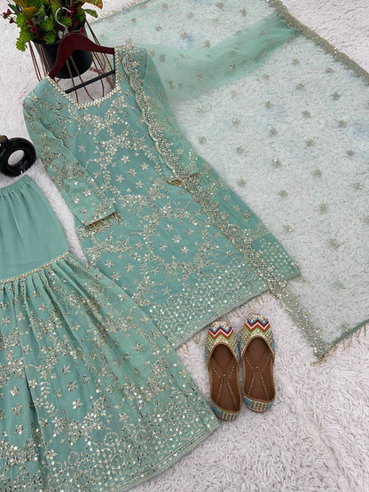 Heavy Embroidered Georgette Gown with Dupatta KFS-1642